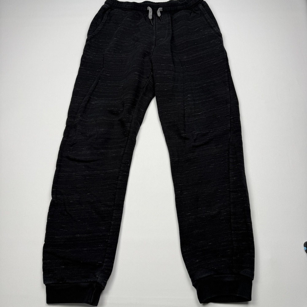 Taylor Stitch Pants Mens Large Black Fleece Jogger Sweatpants Elastic Waist USA